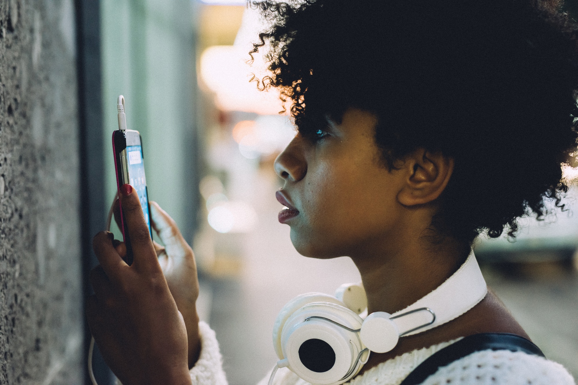 Black woman using smartphone