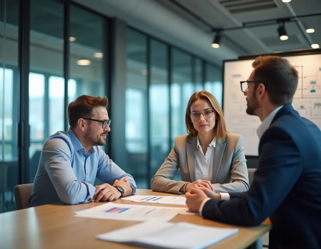 Consultants ERS Informatique présentant un audit de système informatique à un client