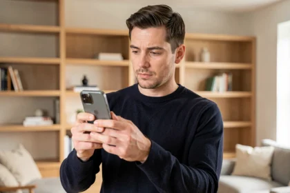 Homme tenant un Google Pixel 8 Pro et comparant les options de stockage 128 Go et 256 Go